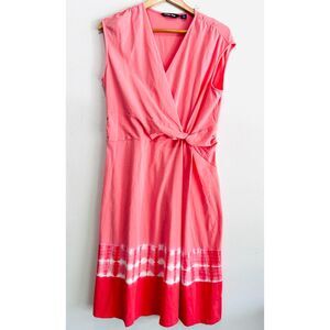 Lands' End wrapped tie dye summer casual vacation coral women L tall New